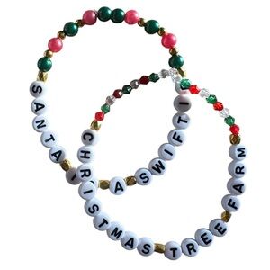 Bundle of 2 Taylor Swift Christmas Bracelets, Gift Bag & Taylor Swift Stickers